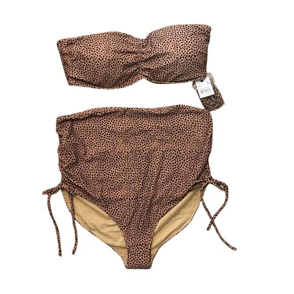 NWT A Pea In The Pod Maternity Cheetah Convertible Two Piece Swimsuit Size L - Picture 1 of 7